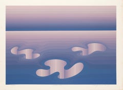 Asteroide, serigrafia colorata OP Art di Roy Ahlgren