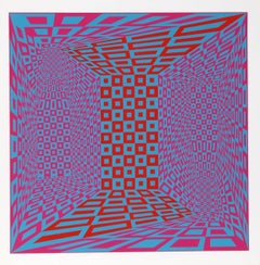 „Koncatenation““ OP Art Seidenschirm von Roy Ahlgren