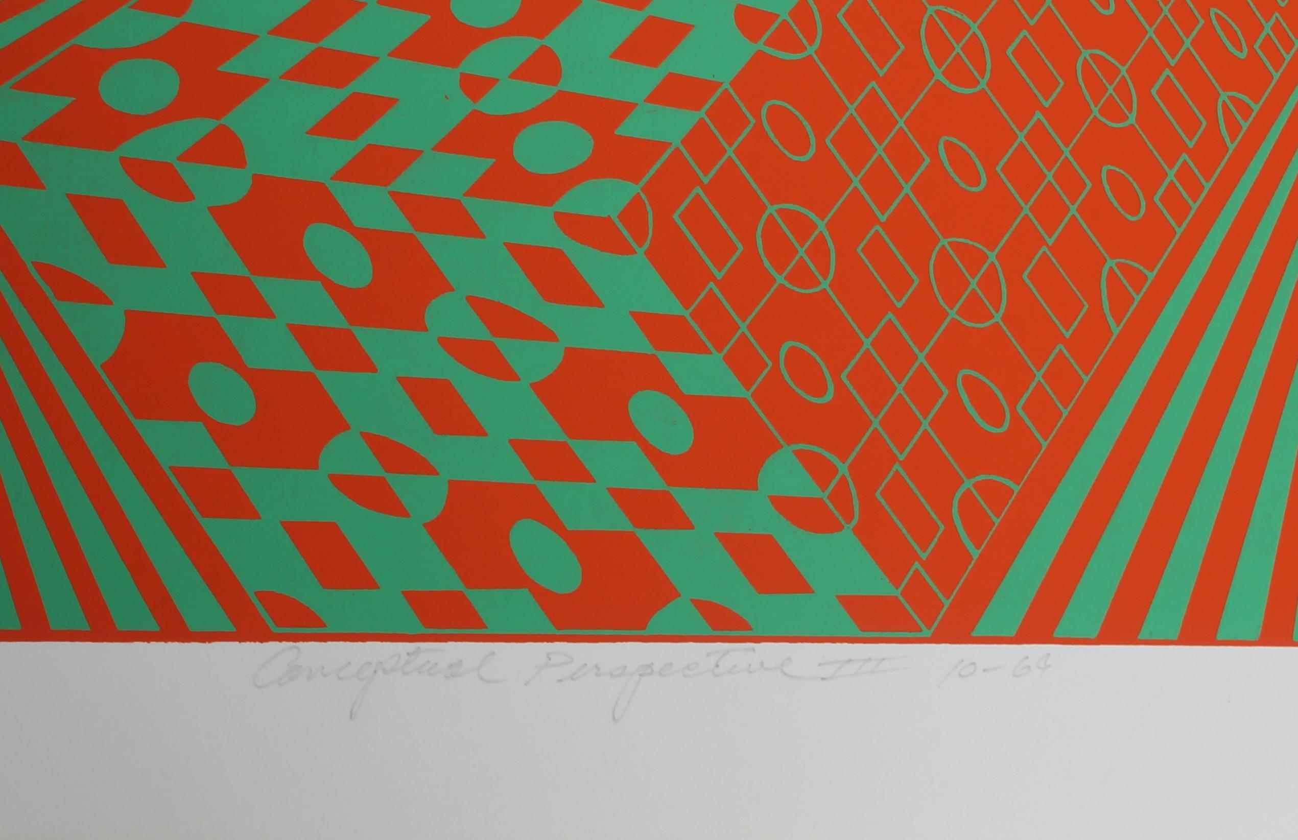 Conceptual Perspective III, Op Art Geometric Abstract Screenprint by Roy Ahlgren For Sale 1