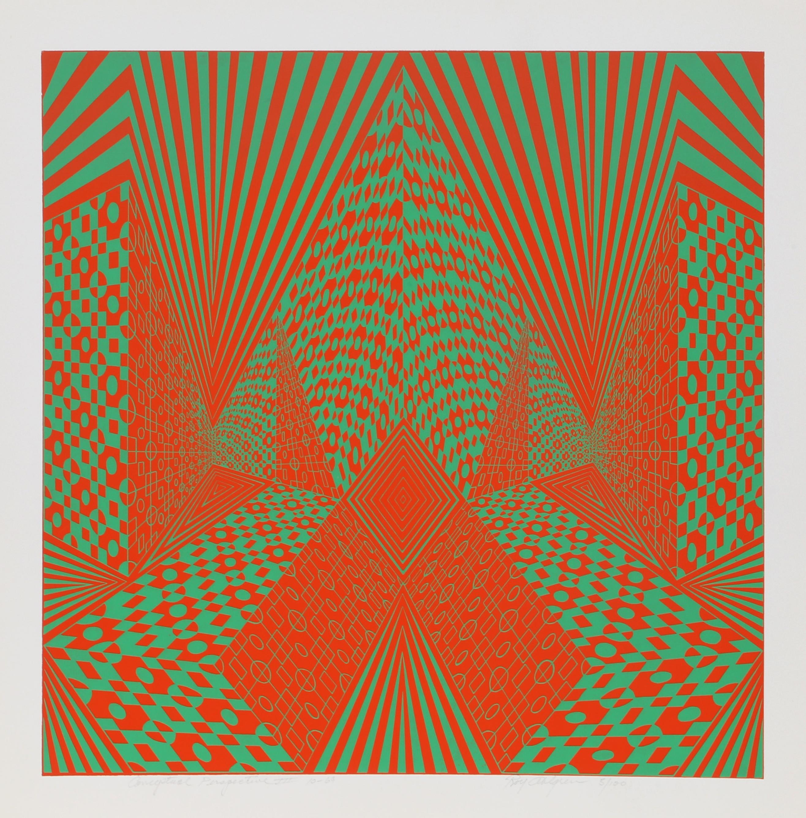 Conceptual Perspective III, Op Art Geometric Abstract Screenprint by Roy Ahlgren