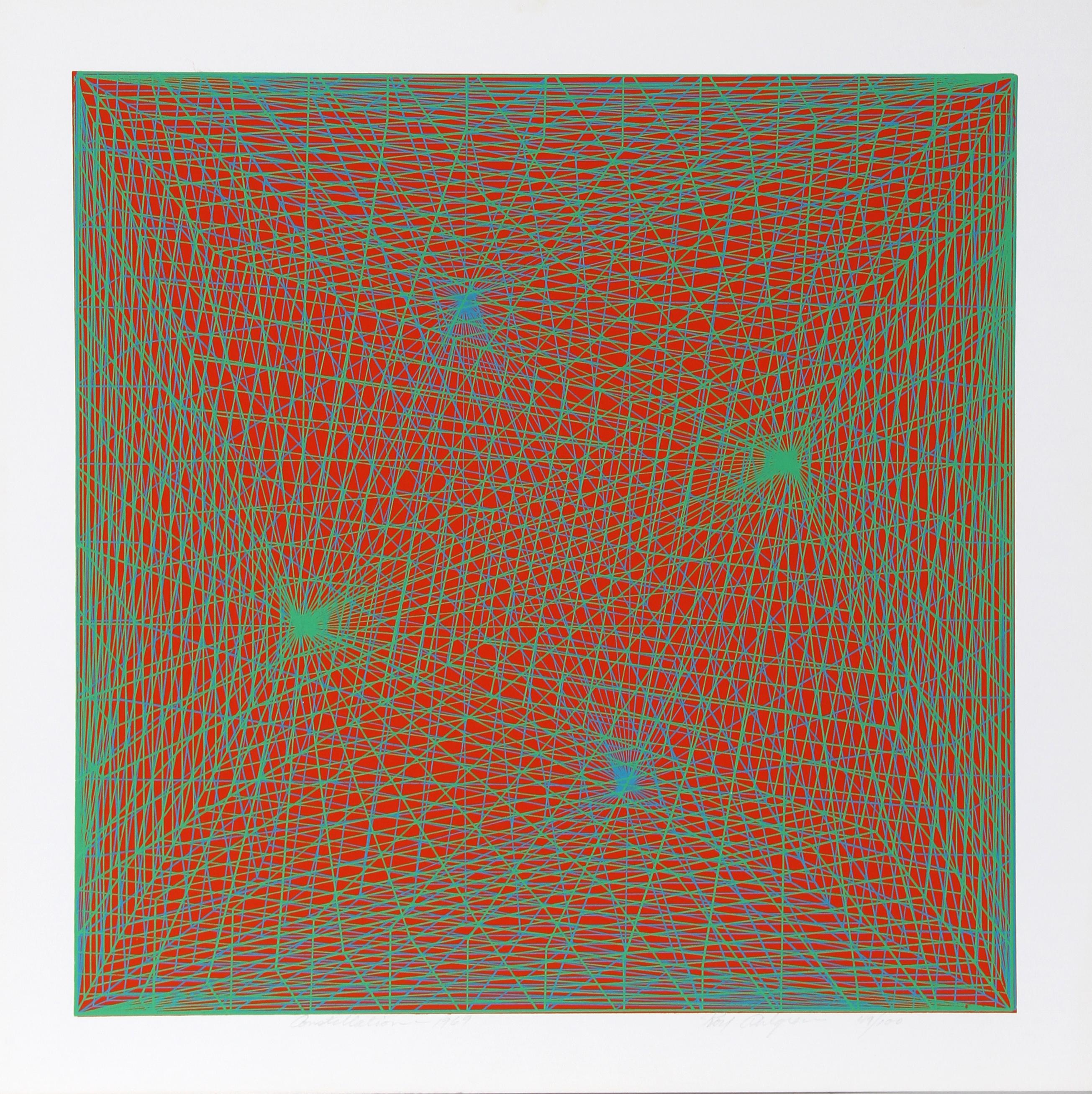 Artist: Roy Ahlgren, American (1927 - 2011)
Title: Constellation
Year: 1969
Medium: Silkscreen, signed, titled and numbered in pencil
Edition: 100
Image Size: 17 x 17 inches
Size: 20 in. x 20 in. (50.8 cm x 50.8 cm)