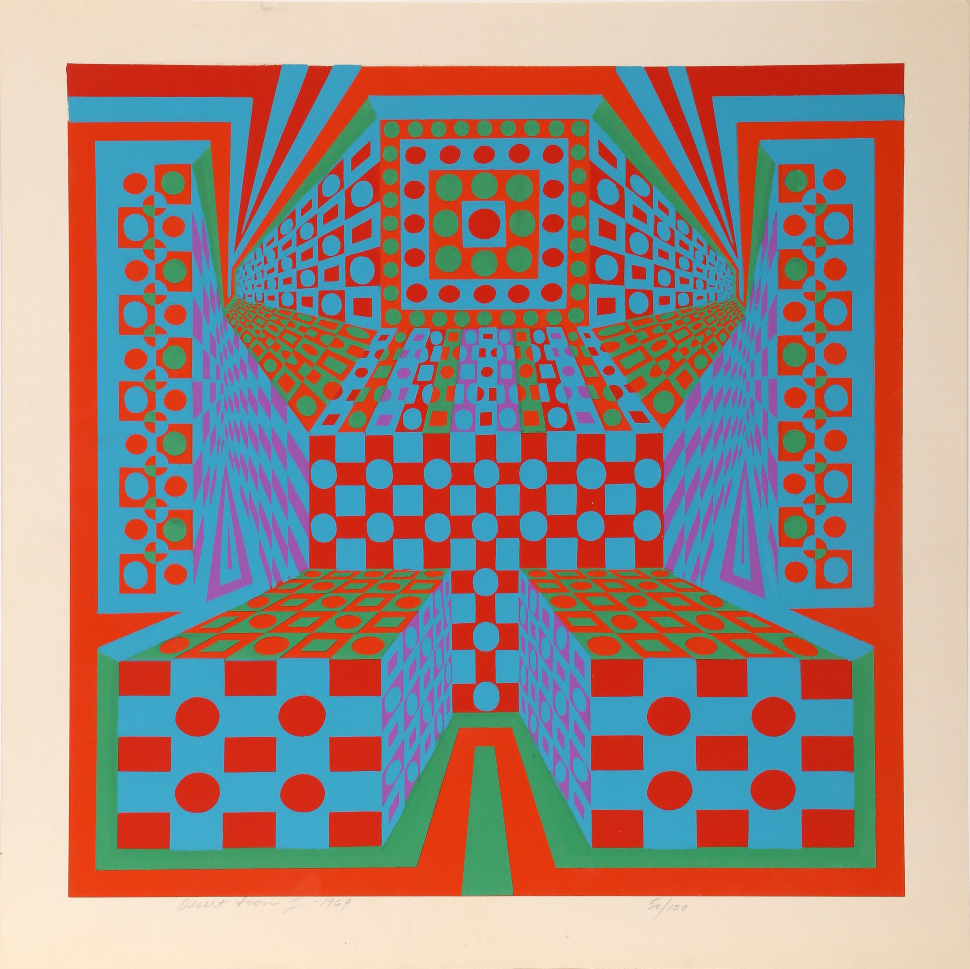 Artist: Roy Ahlgren, American (1927 - 2011)
Title: Desert Icon I
Year: 1969
Medium: Screenprint, signed, titled and numbered in pencil
Edition: 100
Image Size: 17 x 17 inches
Size: 20 in. x 20 in. (50.8 cm x 50.8 cm)
