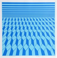 Entorno (Azul), Serigrafía OP Art de Roy Ahlgren