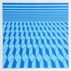 Environment (bleu), sérigraphie d'art OP de Roy Ahlgren