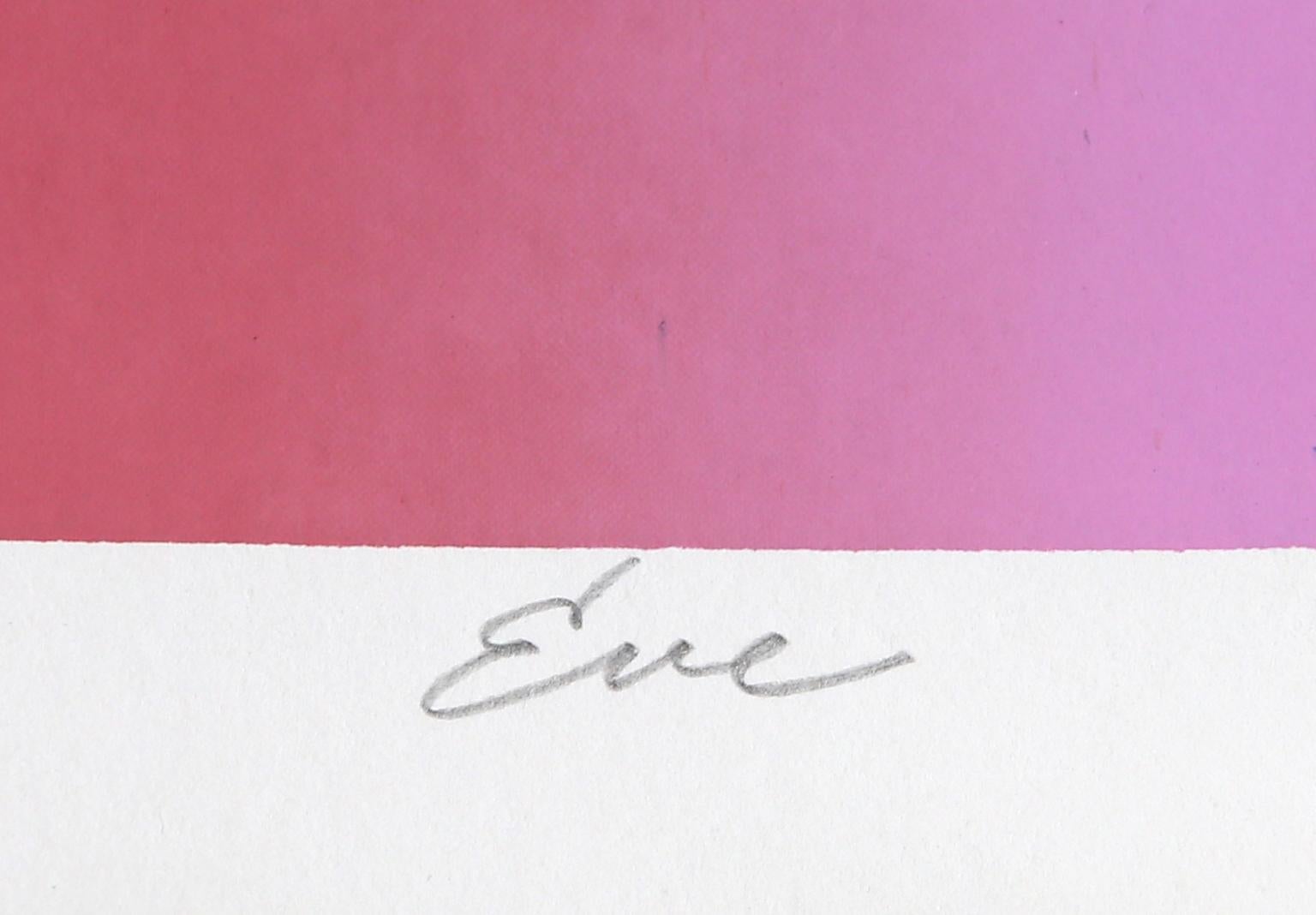 Artist: Roy Ahlgren, American (1927 - 2011)
Title: Eve (Pink)
Year: 1974
Medium: Silkscreen, signed and numbered in pencil
Edition: AP
Image Size: 18 x 18 inches
Size: 20 x 20 in. (50.8 x 50.8 cm)