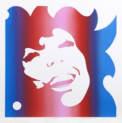 Eve (Blau), Pop-Art-Seidendruck von Roy Ahlgren