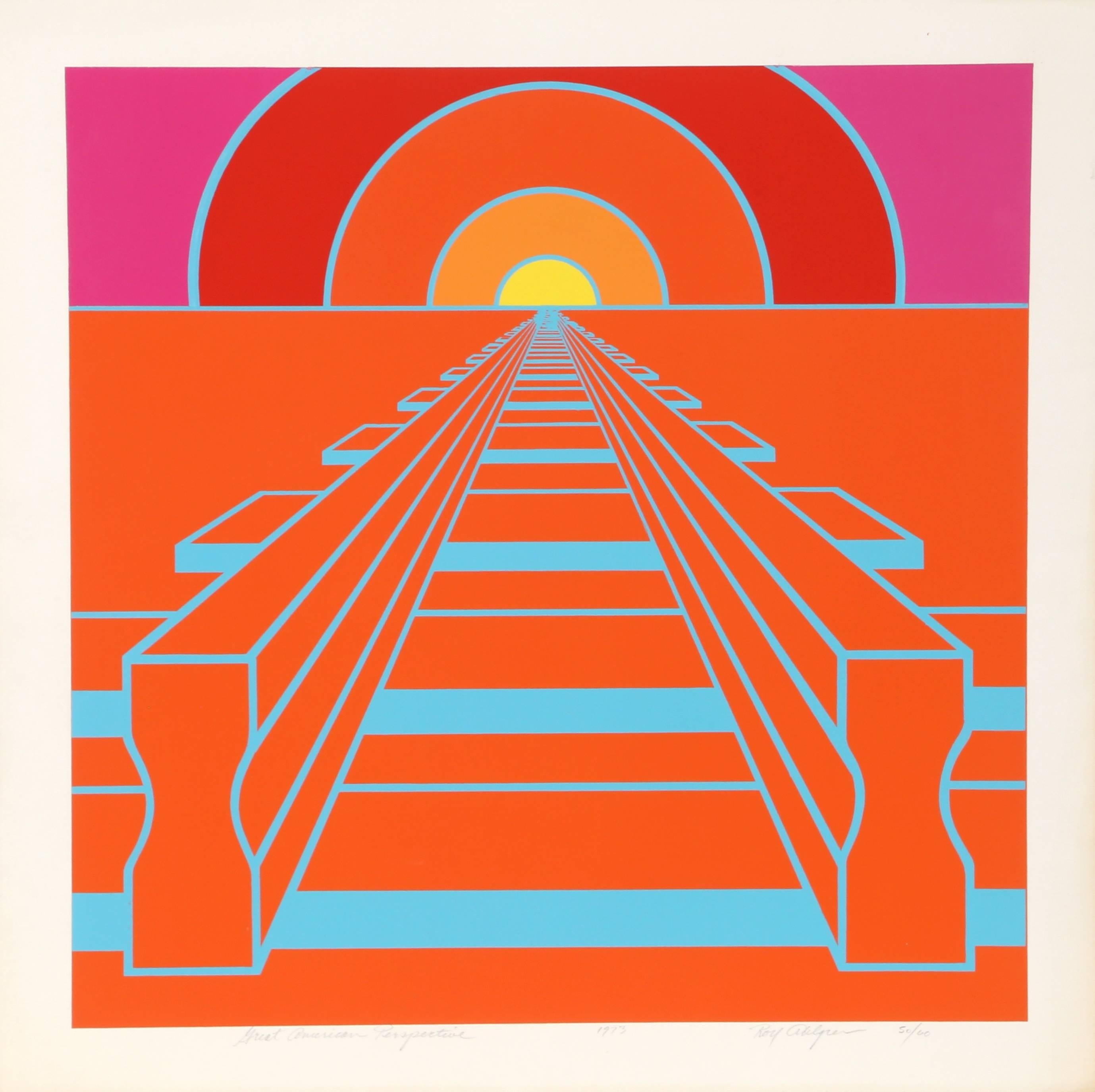 Gran Perspectiva Americana, Serigrafía Op Art de Roy Ahlgren