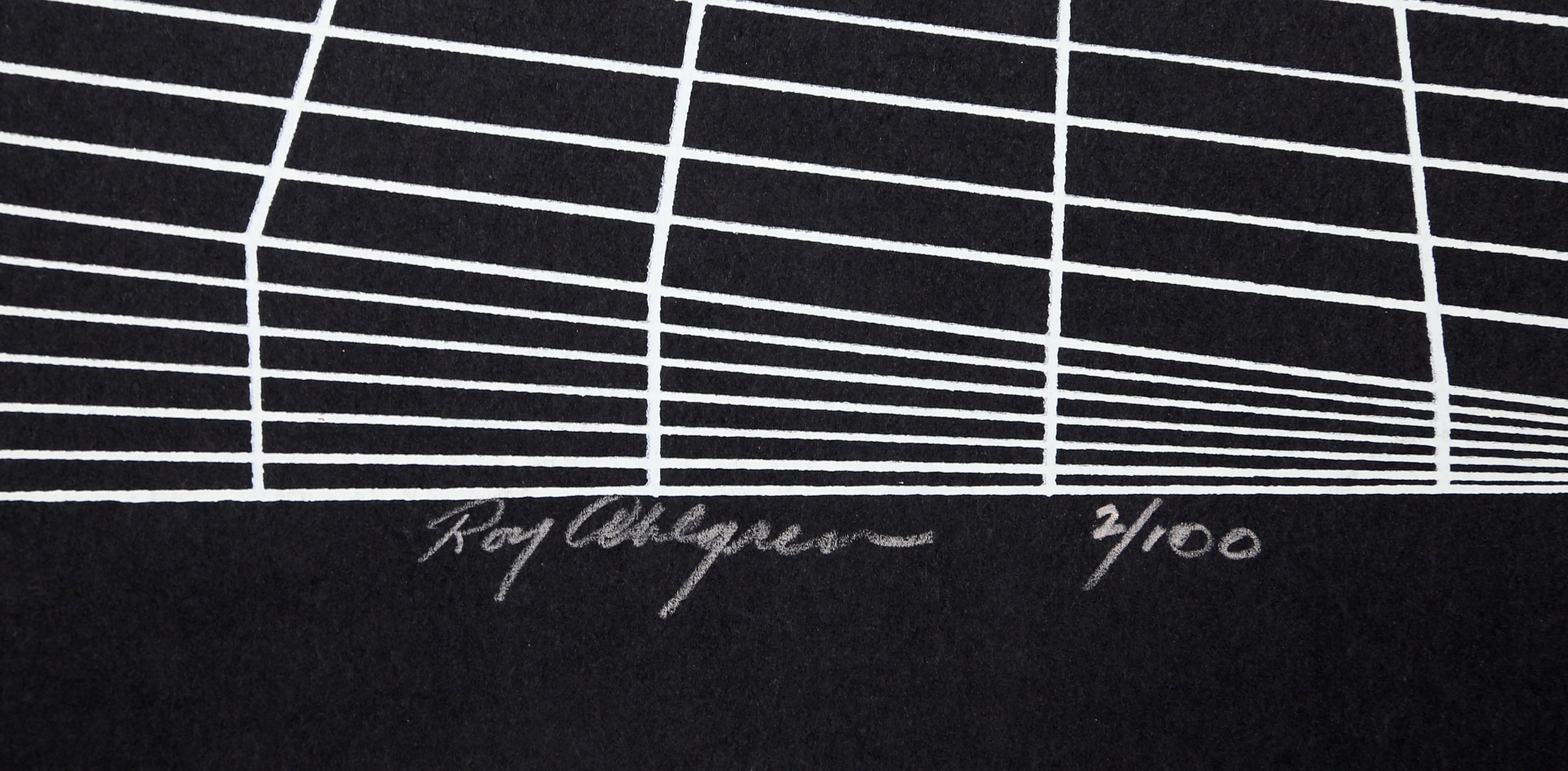 Lineate II, Signed Geometric Abstract Op Art Screenprint by Roy Ahlgren For Sale 1