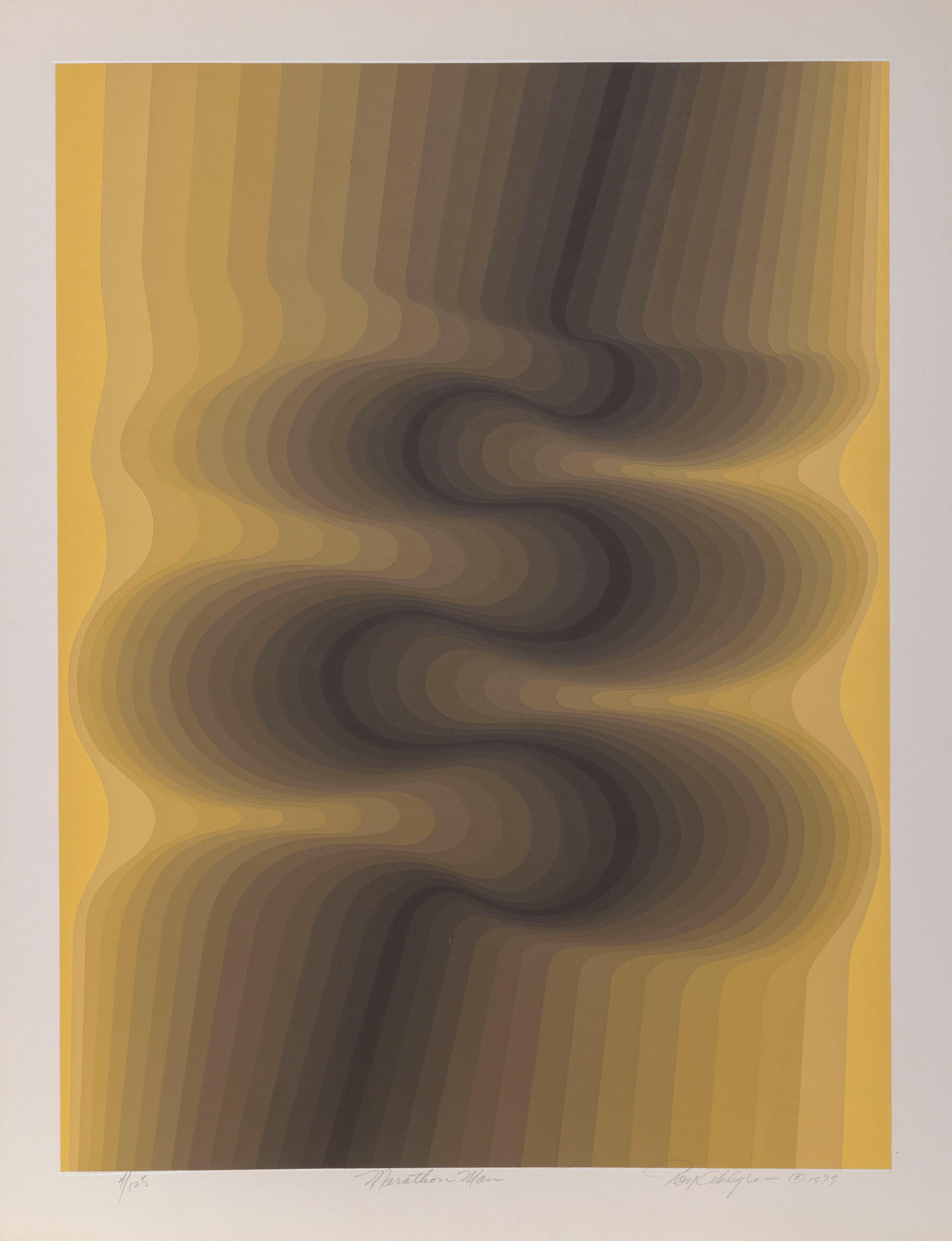L'uomo della maratona
Roy Ahlgren, americano (1927-2011)
Data: 1979
Serigrafia, firmata, numerata, datata e intitolata a matita.
Edizione di 125 esemplari
Dimensioni dell'immagine: 23 x 17 pollici
Dimensioni: 26 x 20 pollici (66,04 x 50,8 cm)