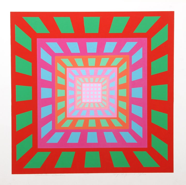 Artist: Roy Ahlgren, American (1927 - 2011)
Title: Modular Fusion
Year: 1972
Medium: Silkscreen, Signed and numbered in pencil
Edition: 100
Image Size: 17 x 17 inches
Size: 20 x 20 in. (50.8 x 50.8 cm)
