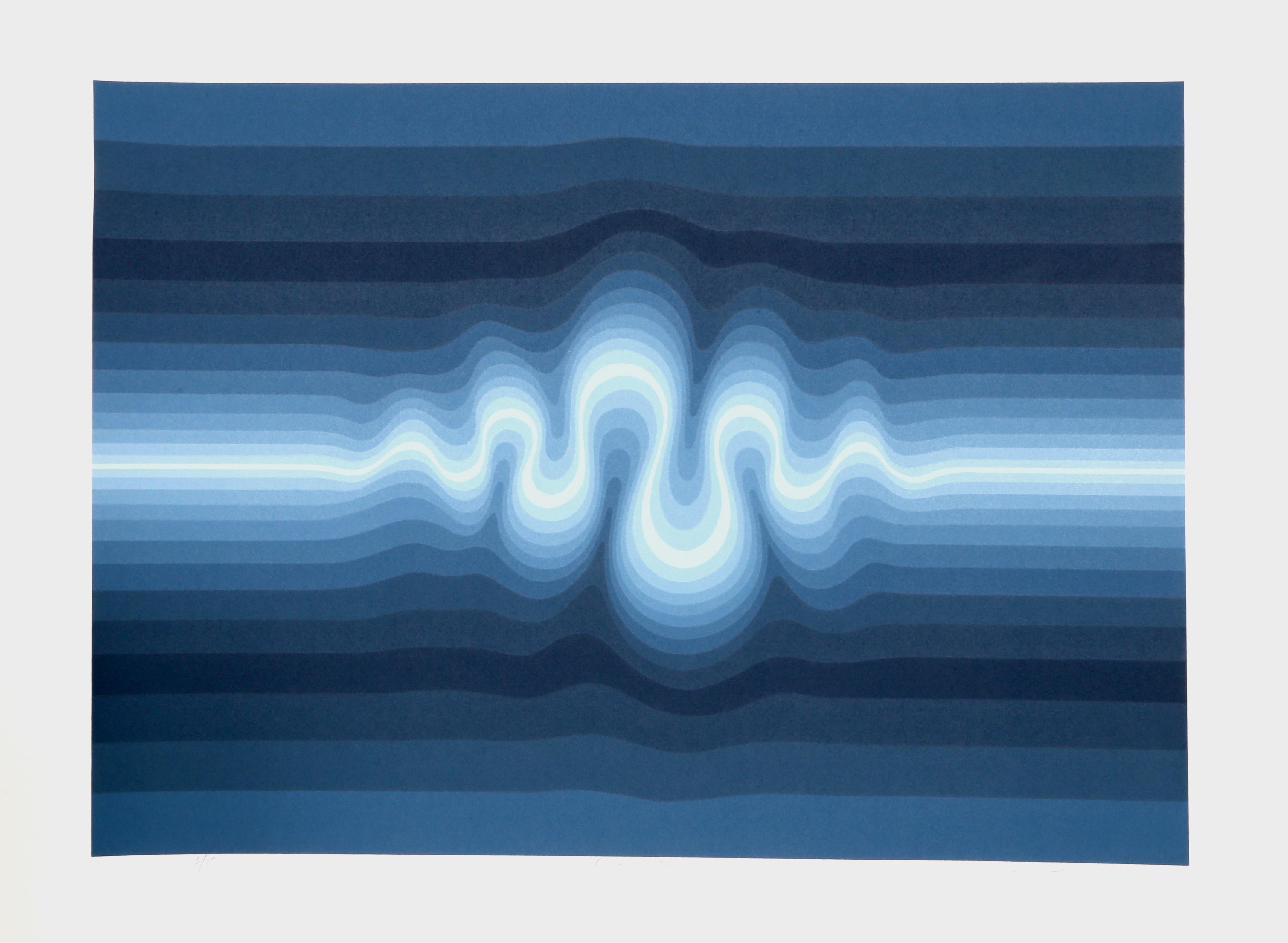 Artist: Roy Ahlgren, American (1927 - 2011)
Title: Oscillation
Year: circa 1977
Medium: Screenprint, signed and numbered in pencil
Edition: 150
Image Size: 18.25 x 25.75 inches
Size: 22.5 x 30 in. (57.15 x 76.2 cm)
