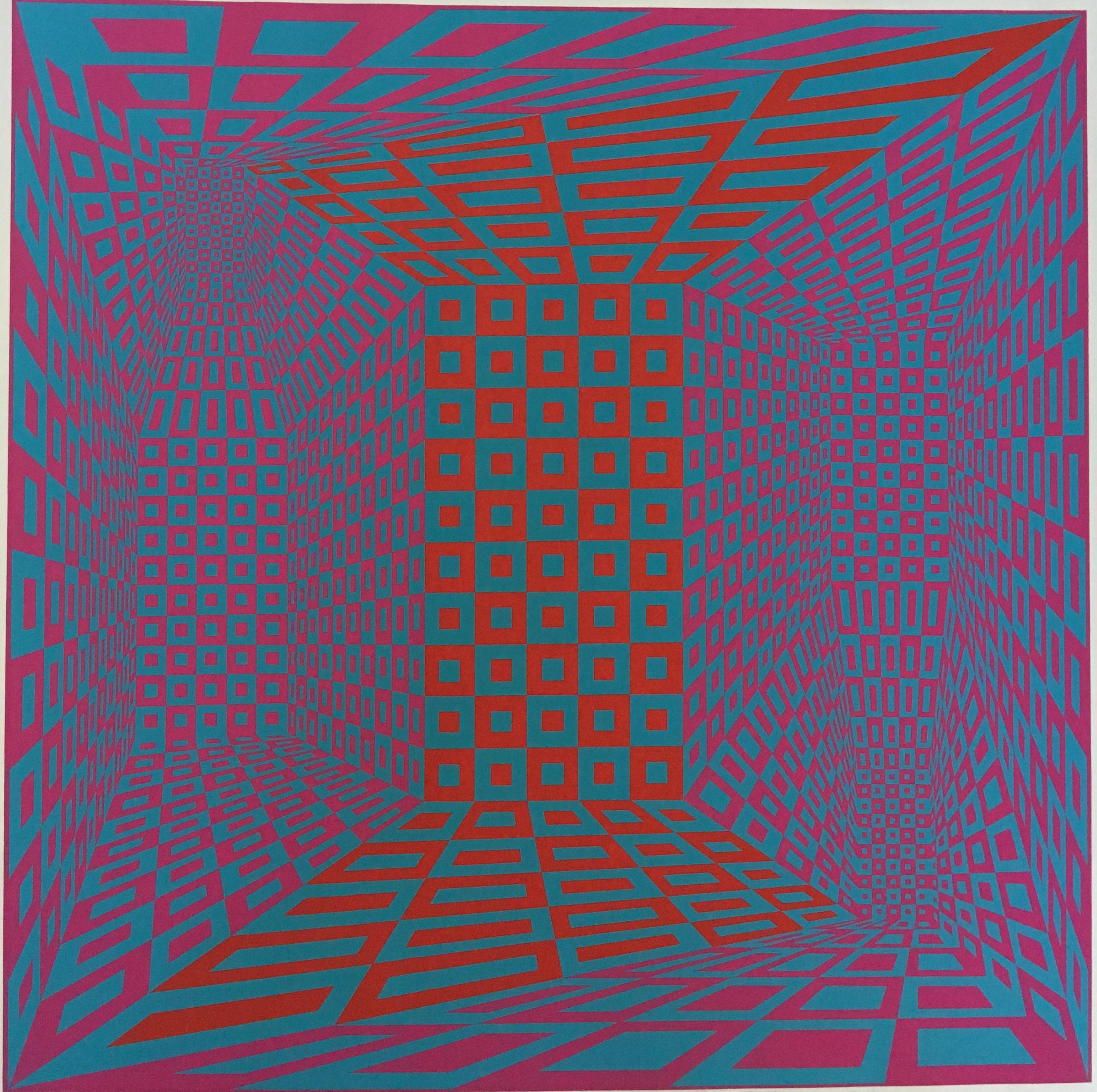 Roy Ahlgren "Concantenation" Stampa firmata in edizione limitata Op-Art