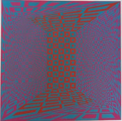 Roy Ahlgren "Concantenation" Stampa firmata in edizione limitata Op-Art