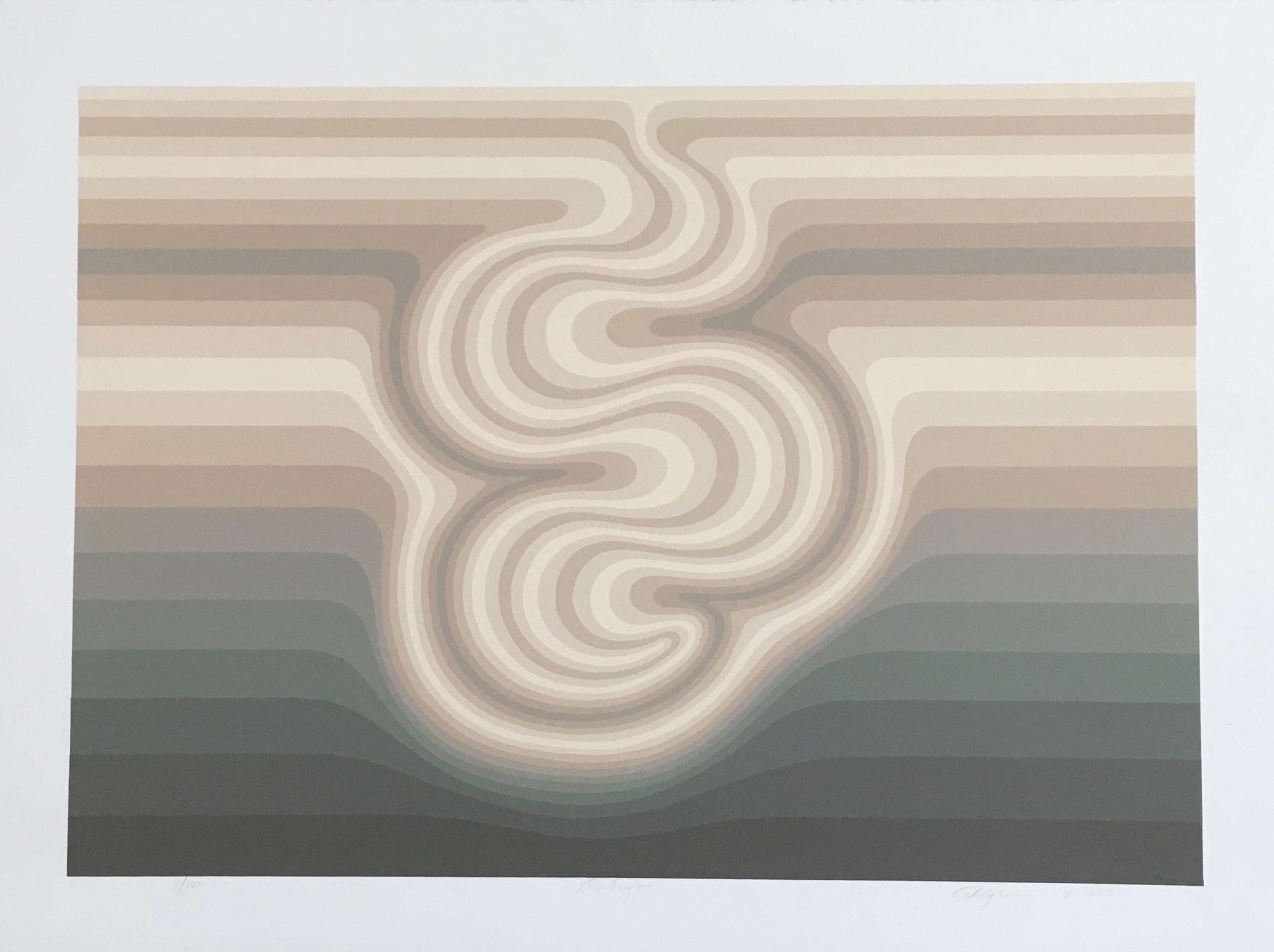 Roy Ahlgren 'Embryo', stampa serigrafica Op-Art firmata in edizione limitata