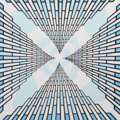 Rascacielos, serigrafía OP Art de Roy Ahlgren