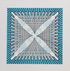 Skyscrapers, OP Art silkscreen by Roy Ahlgren