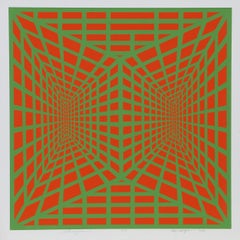 ""Stereopsis I", 1973, OP Art Seidenschirm von Roy Ahlgren