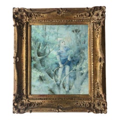 Boy Climbing Tree Oil Painting