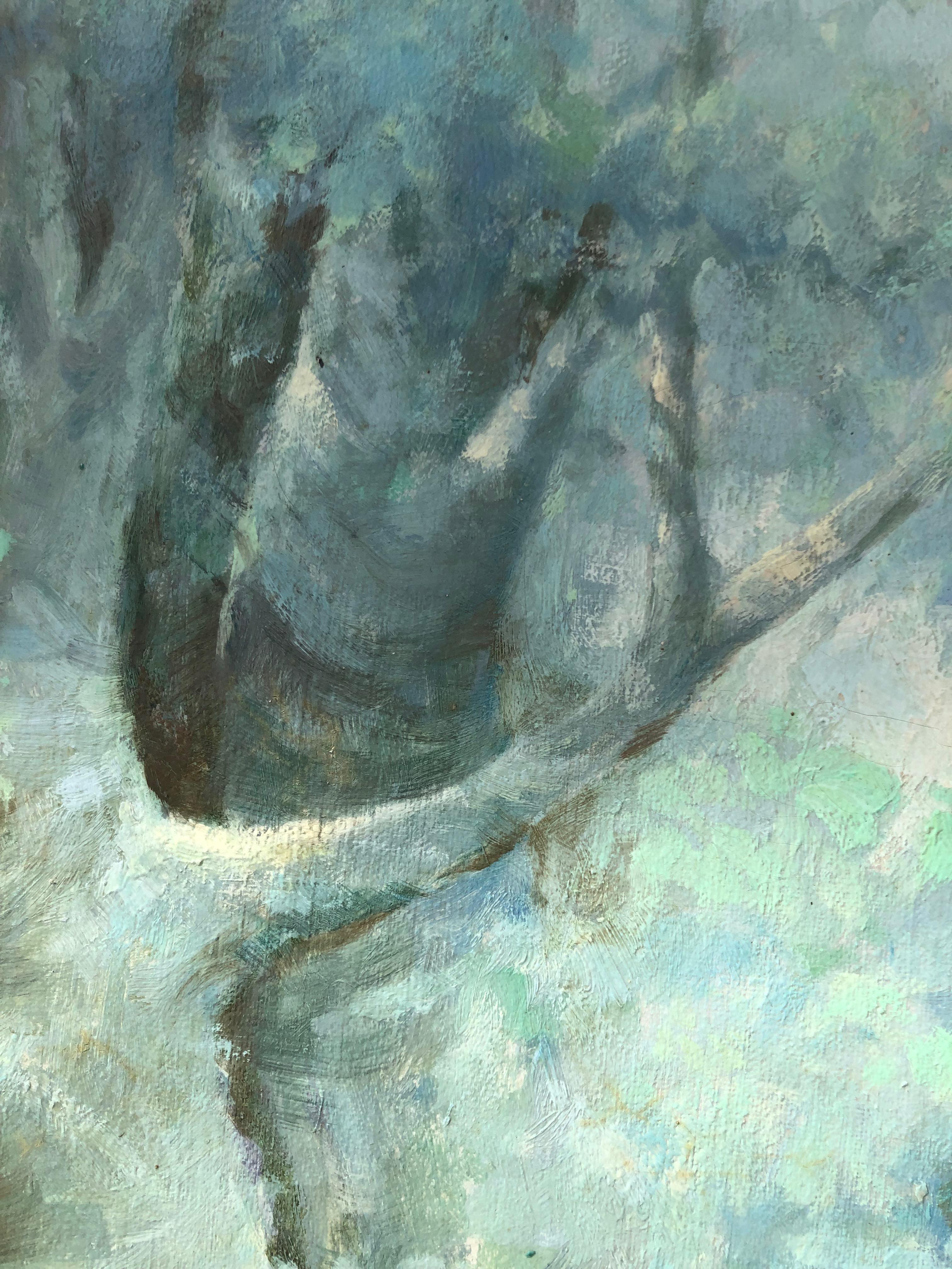 Boy Climbing Tree, Ölgemälde im Angebot 4