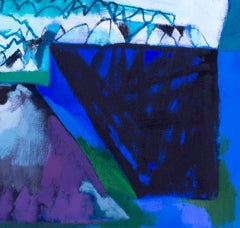 British 20th Century oil painting 'Glacier with Cone' by Roy Bizley, blues