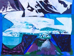Peinture à l'huile britannique du XXe siècle « Glazier with Cone » (Glacier avec cône) de Roy Bizley