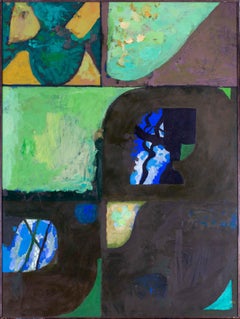British abstract painting 'Greens', from his Terrace Series, by Roy Bizley
