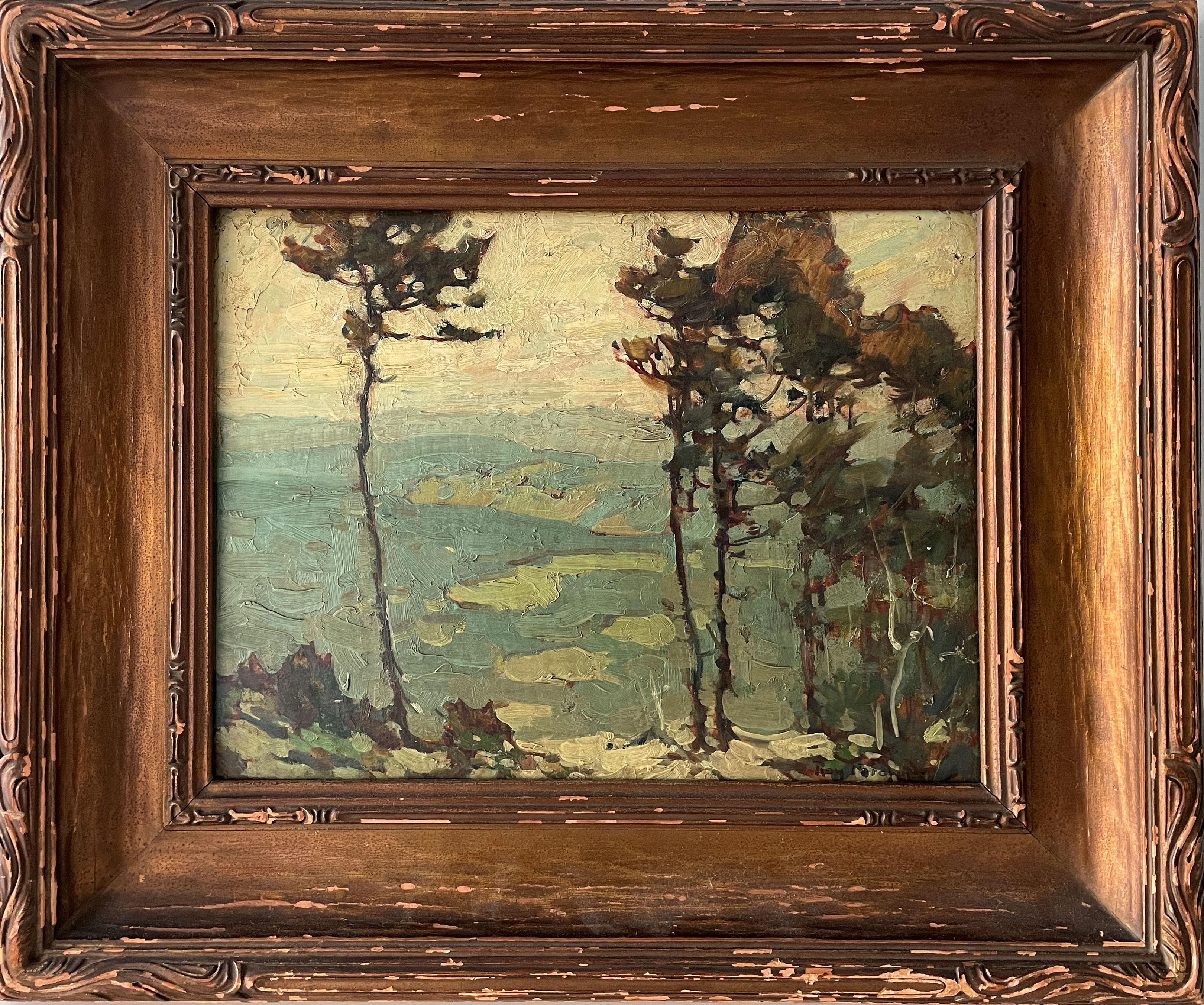 Roy Brown
European Landscape
Signed lower right
Oil on board
12 x 16 inches
Housed in a period Newcomb-Macklin frame

A prominent early 20th Century east coast artist, Roy Henry Brown was a landscape painter with studios in New York City in the