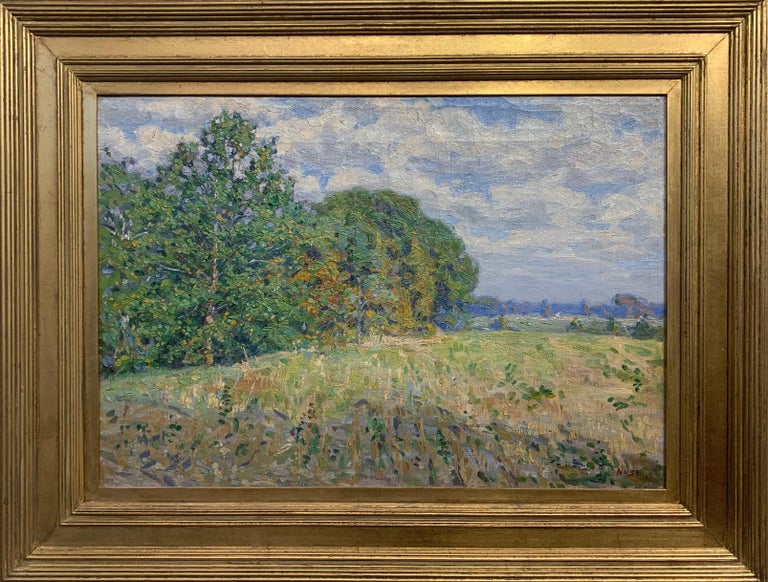 Meadow in Spring, Pennsylvania Impressionist Landscape, Oil on Canvas, 1913 - Painting by Roy Cleveland Nuse