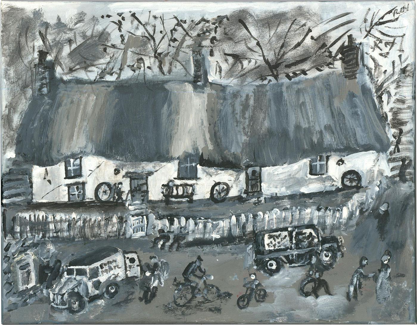 Roy Davey (né en 1946) - Acrylique contemporaine, The Mail Van en vente 1