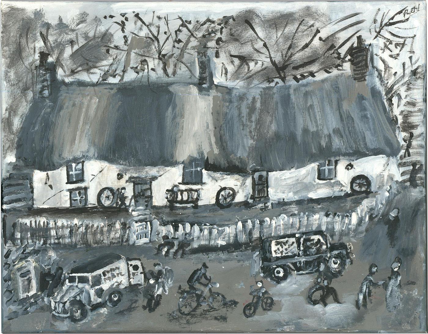 Roy Davey (n.1946) - Acrílico contemporáneo, La furgoneta del correo en venta 1