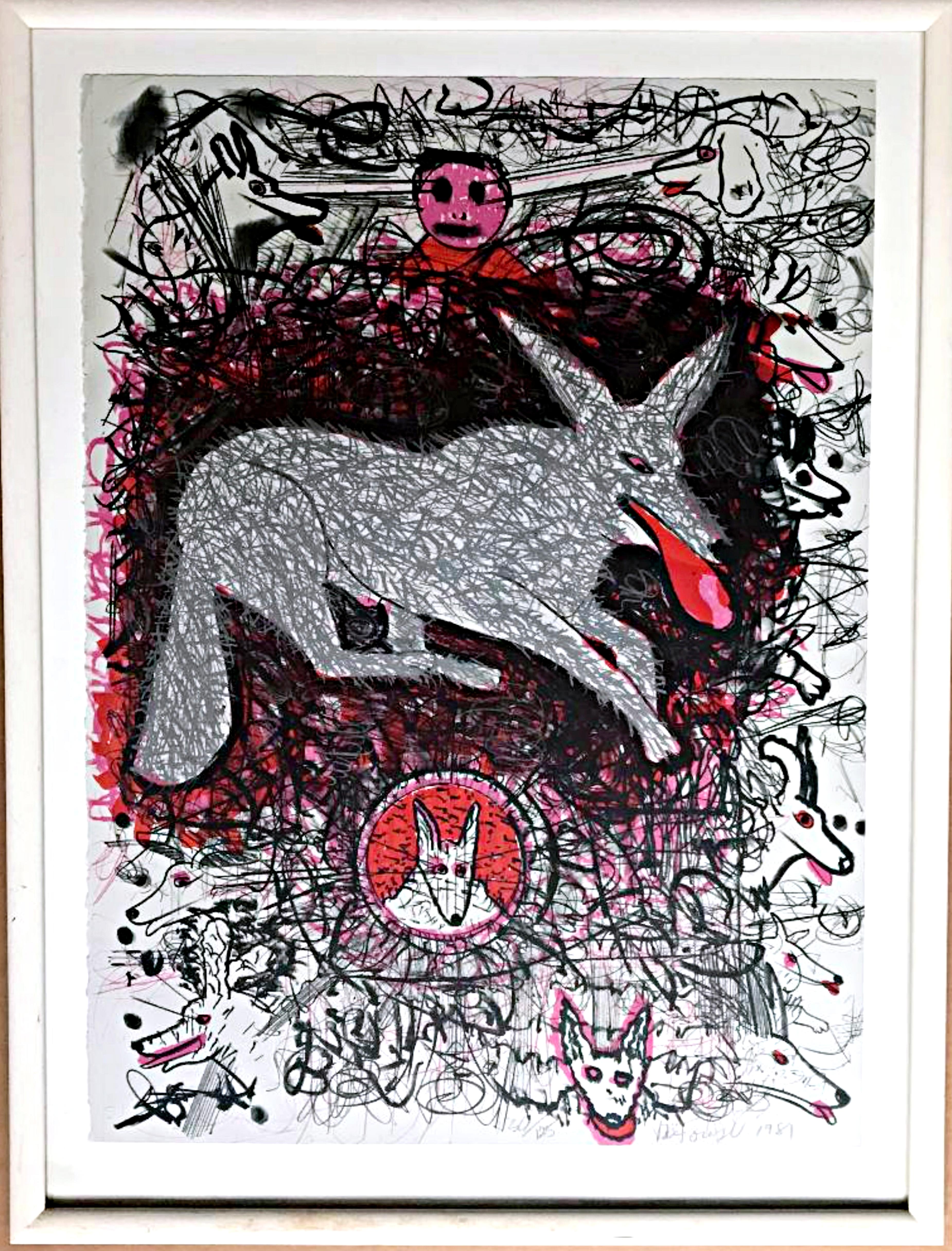 Animal Print Roy De Forest - Impression de chiens par le peintre Funk californien « noyer art », mondialement connu pour ses portraits de chiens