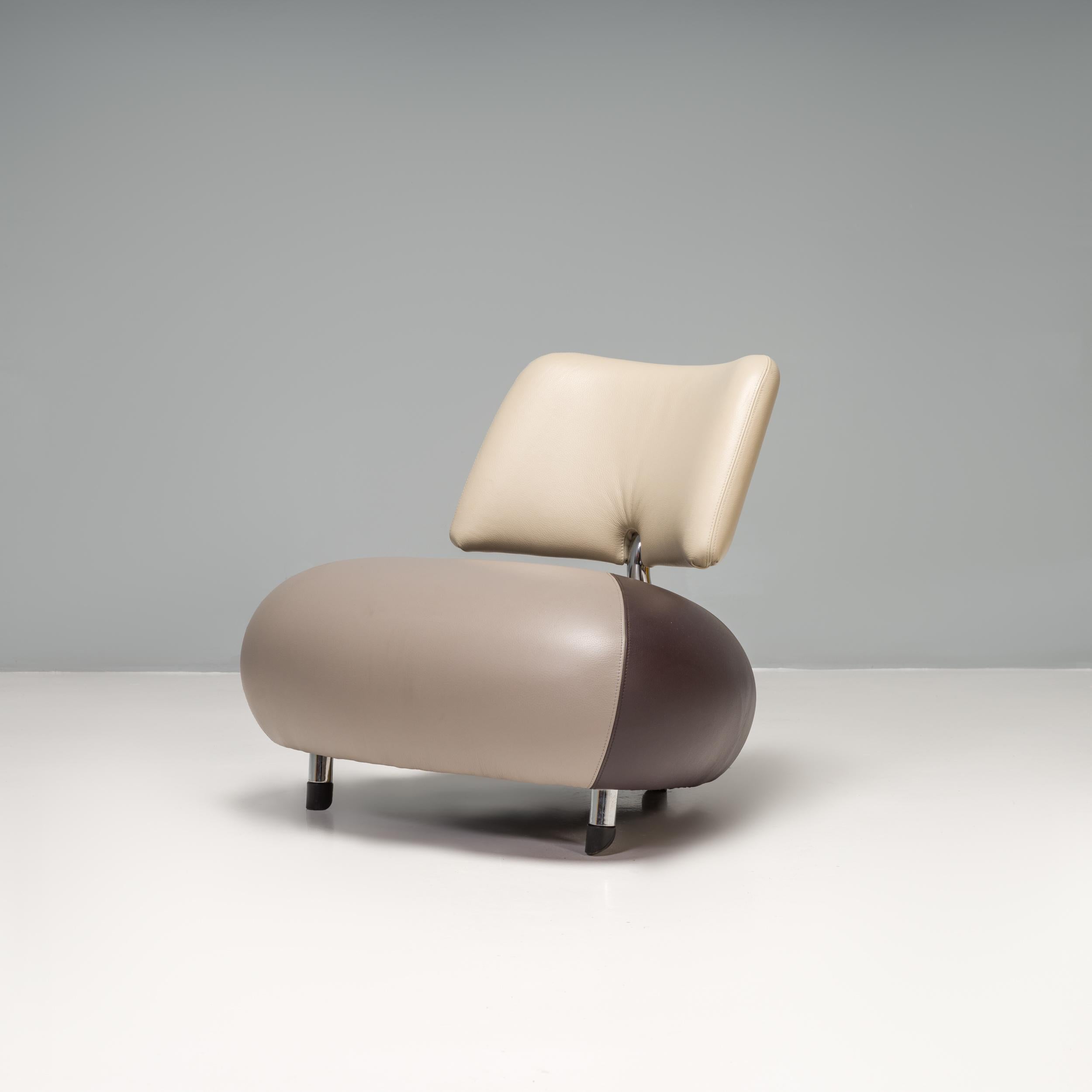 Roy de Scheemaker for Leolux Grey Leather Pallone Armchair 3