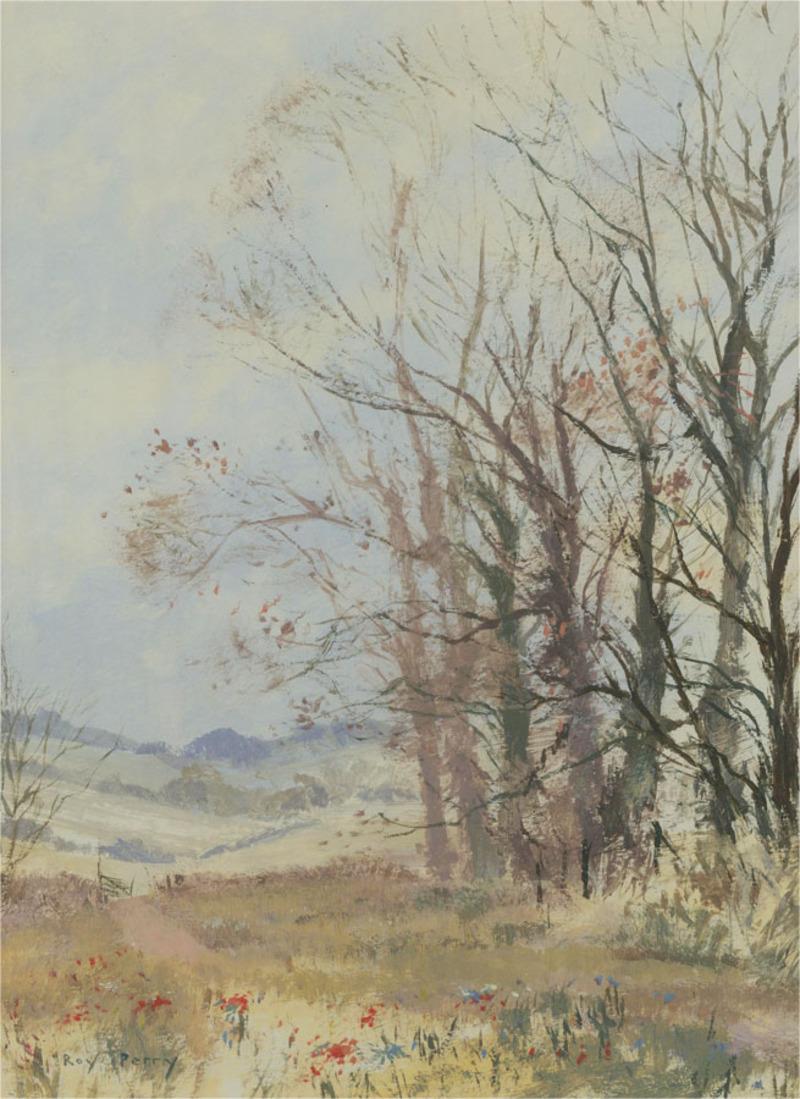 Roy Perry (1935-1993) - Mid 20th Century Oil, Elm Trees Linkenholt - Painting by Roy EvansRoy Perry