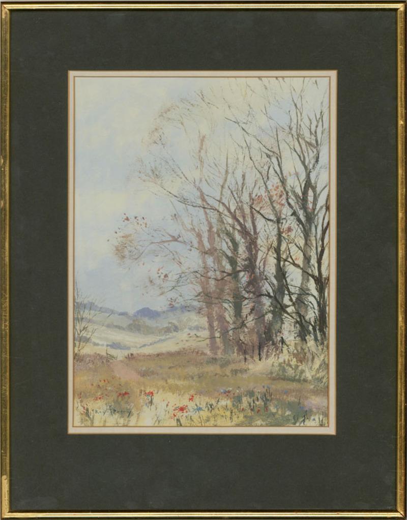 Roy EvansRoy Perry Landscape Painting - Roy Perry (1935-1993) - Mid 20th Century Oil, Elm Trees Linkenholt