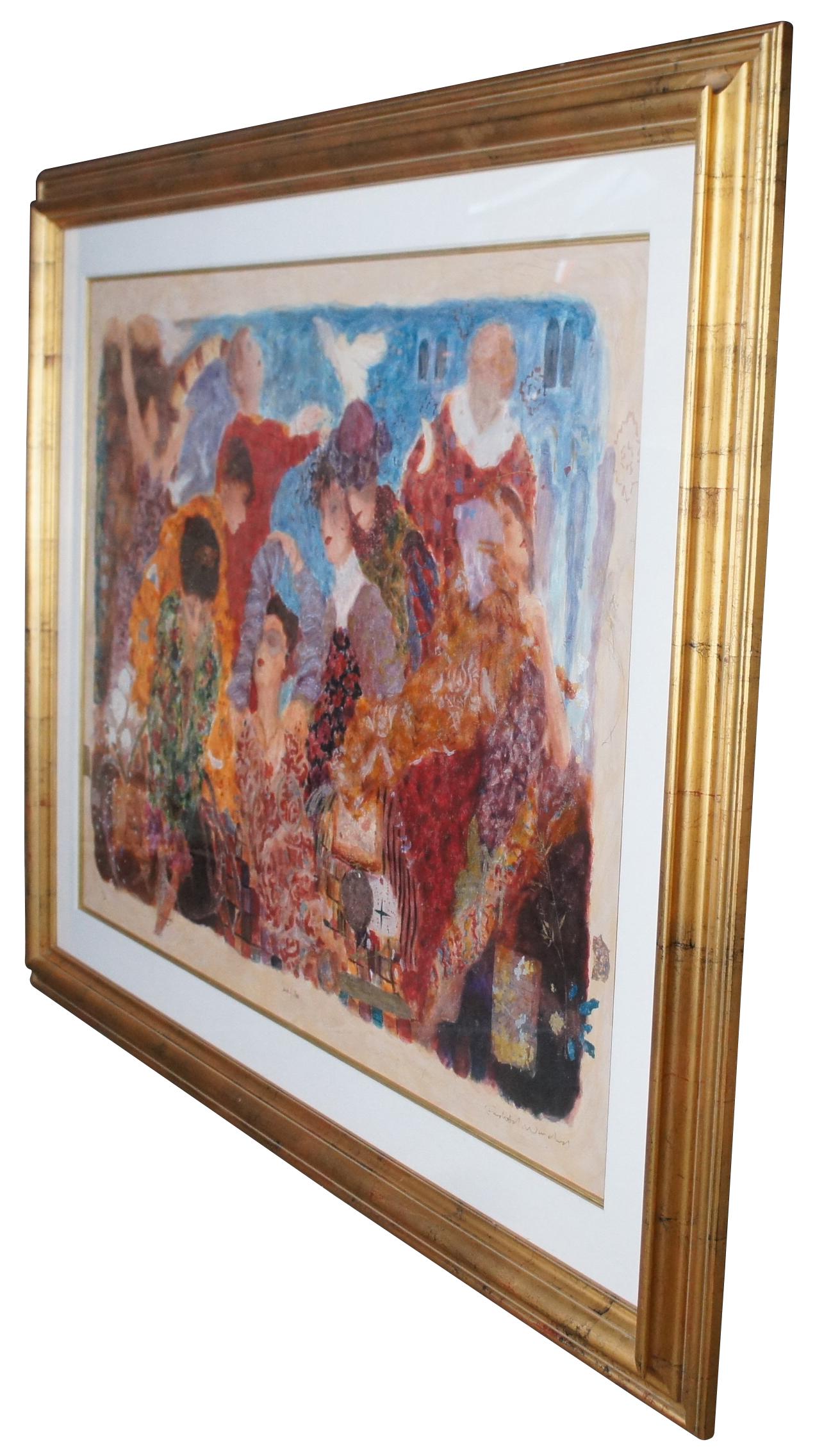 Expressionist Roy Fairchild-Woodard 'Sound of Moon' Serigraph Print Dancing Figures Framed For Sale
