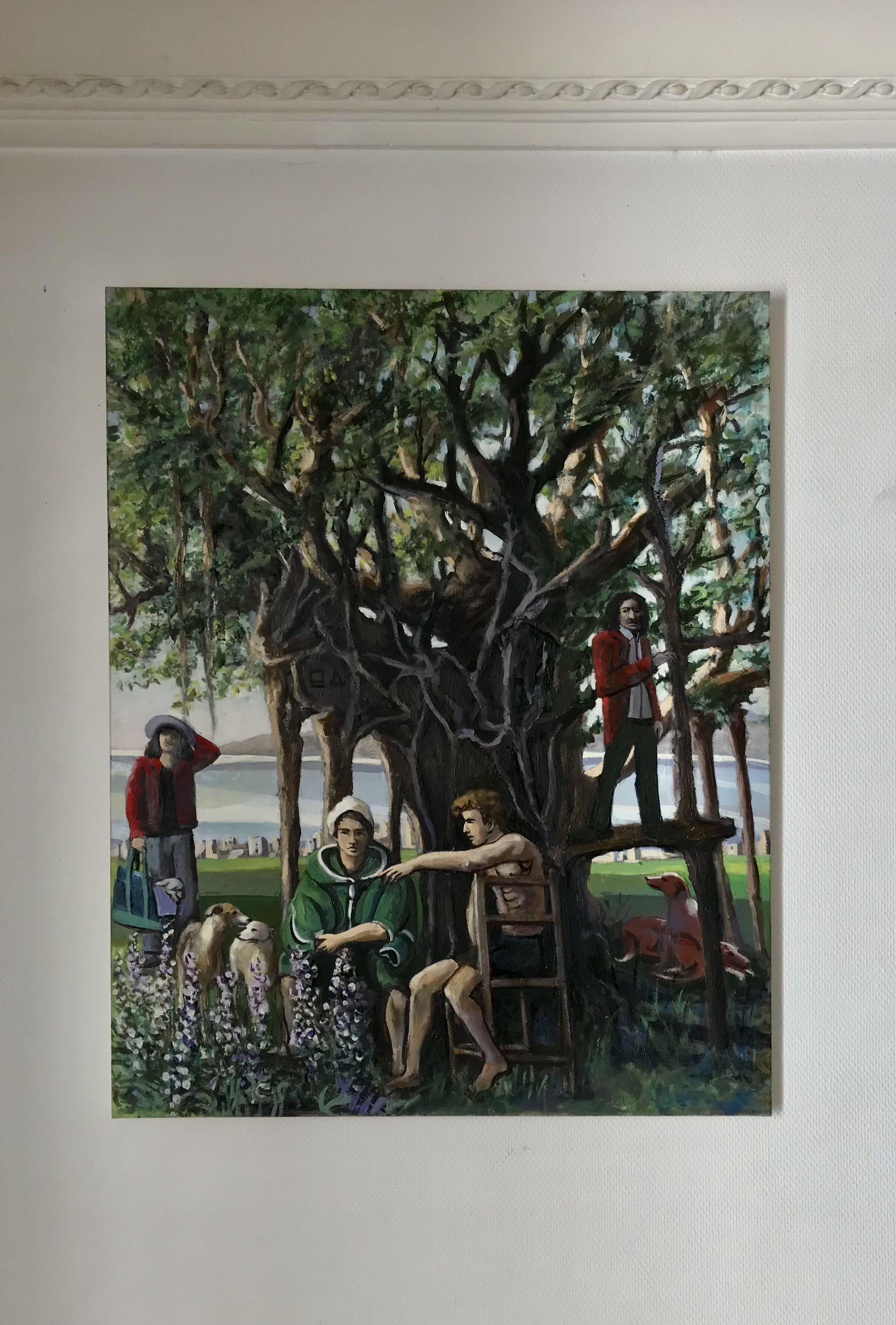 Le Jardin de Kathim, MazrÃ¢, Painting, Oil on Canvas For Sale 1
