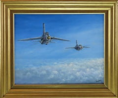 Original Oil on Canvas, ROY GARGETT, "R.A.F. 35B fighter jet, the Lightning"