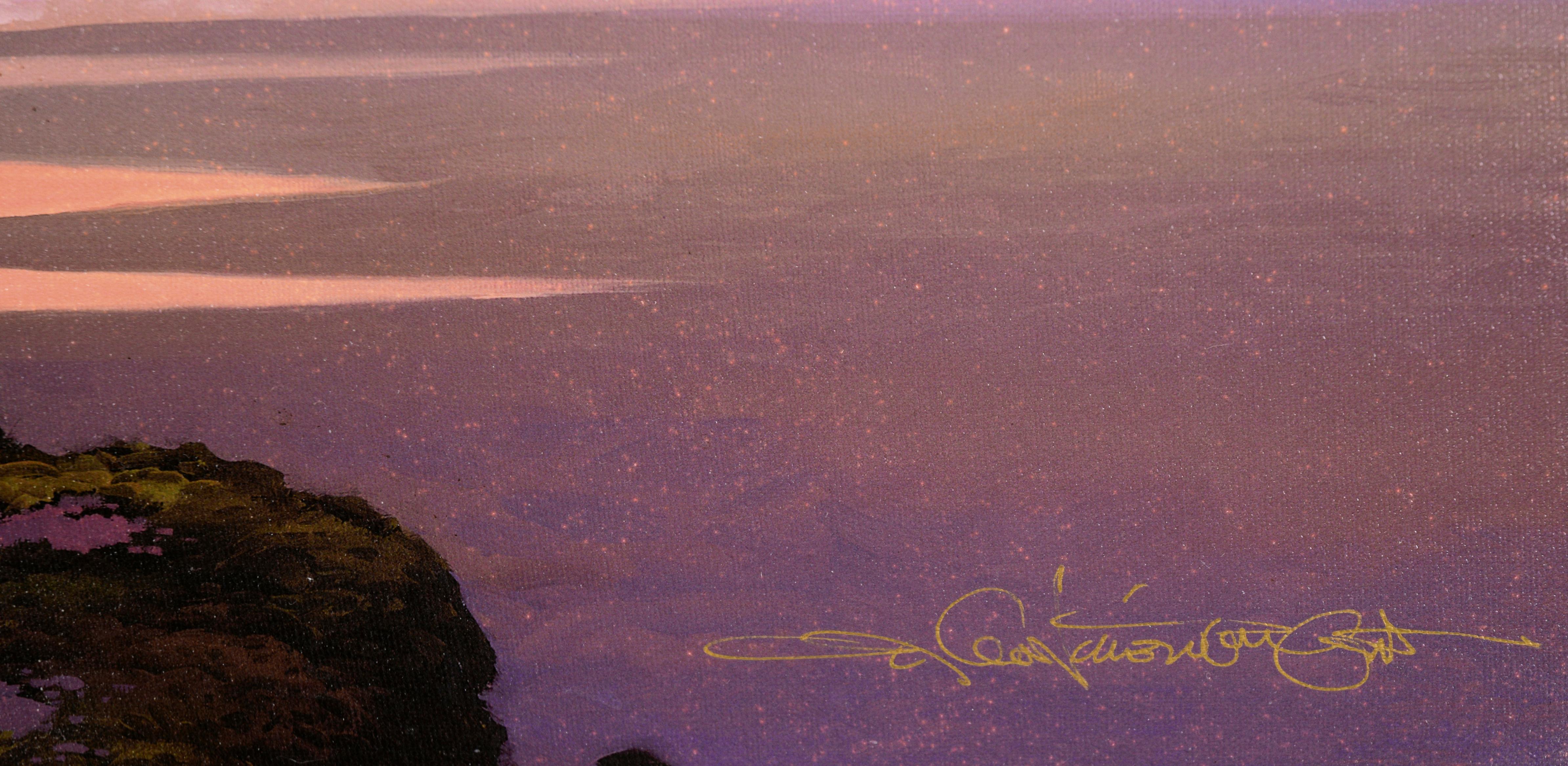 « Only a Dream Away », paysage hawaïen augmenté à la main sur toile de giclée dans un cadre Koa en vente 7
