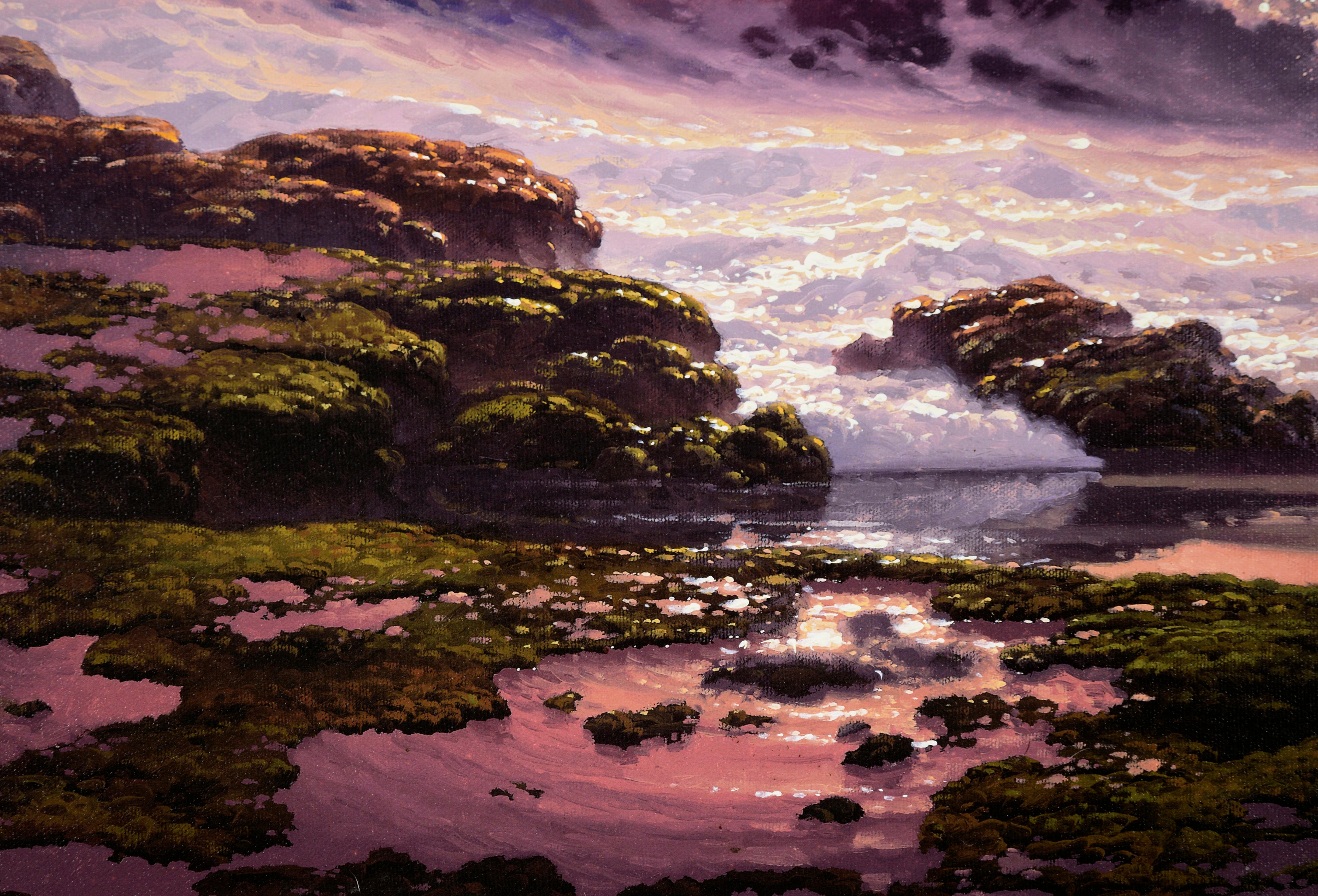 « Only a Dream Away », paysage hawaïen augmenté à la main sur toile de giclée dans un cadre Koa en vente 5