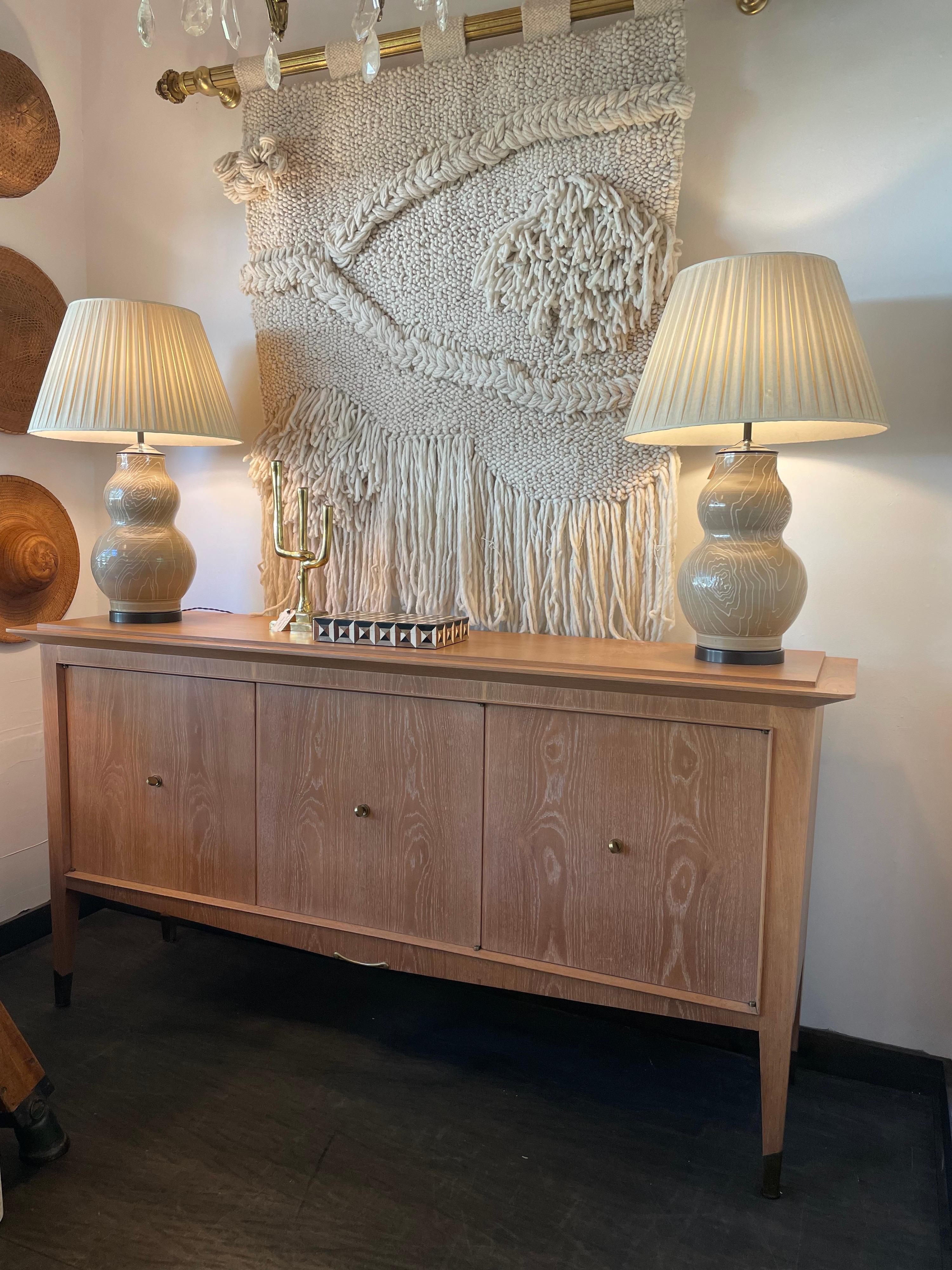 American Roy Hamilton Signed Ceramic Table Lamps, Pair