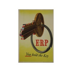 1947 European Recovery Program Marshall Plan Poster "You Hold the Key"