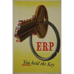 1947 European Recovery Program Marshall Plan Poster "You Hold the Key"