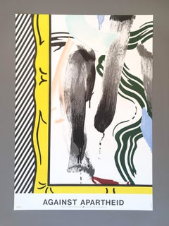 Roy Lichtenstein 'Against Apartheid' Rare Original 1983 Lithograph Poster Print