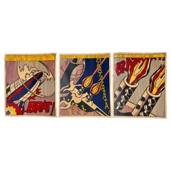 Used Original 1st Ed. Roy Lichtenstein 'As I opened fire.' Triptych Stedelijk Lithos