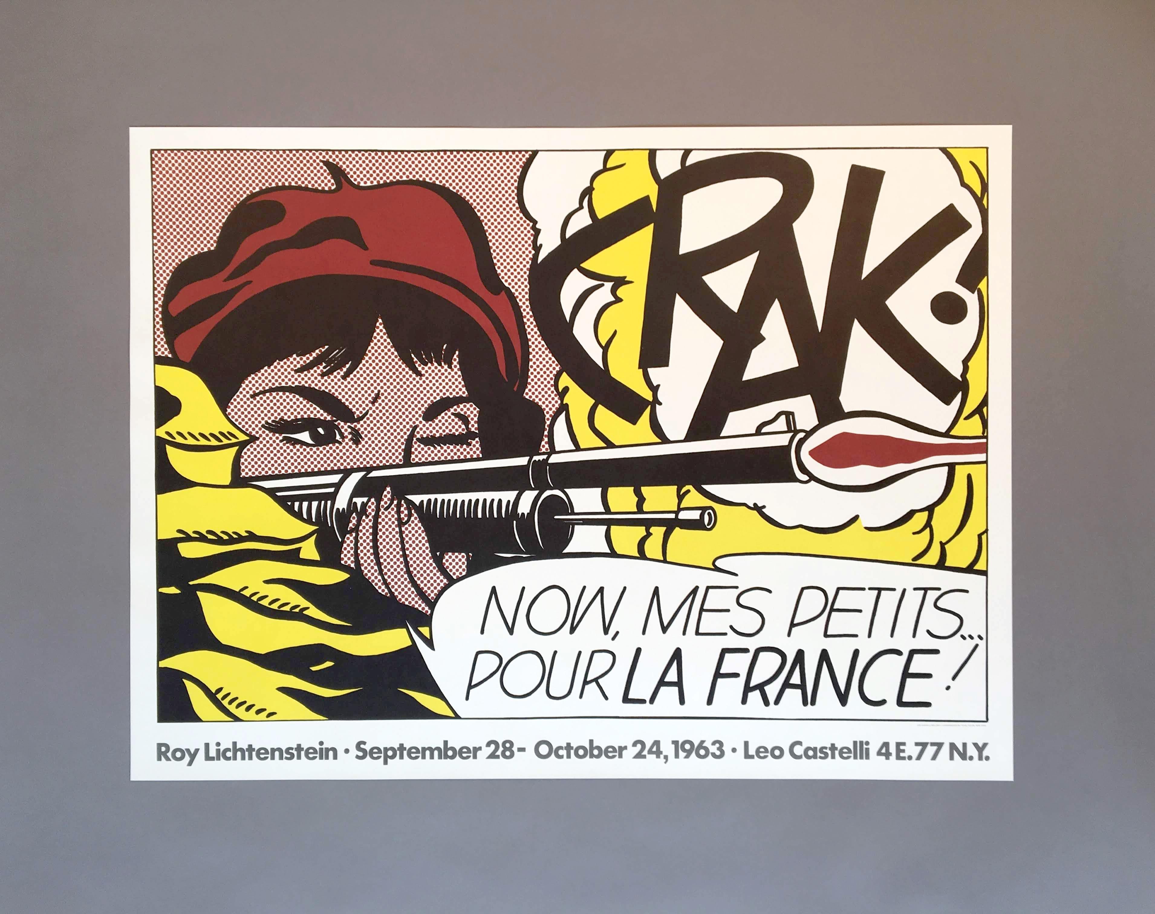 Roy Lichtenstein (United States, 1923-1997)
'Crak!', 1963
 
The famous 'Crak!' presents a beret-clad woman shooting a rifle from the war comic 'Star Spangled War Stories' perfectly embodying Lichtenstein's iconic style. It was created as an