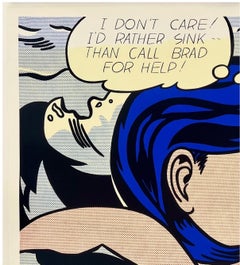 ROY LICHTENSTEIN - DROWNING GIRL: Cartel original vintage de serigrafía del MOMA, del Pop Art
