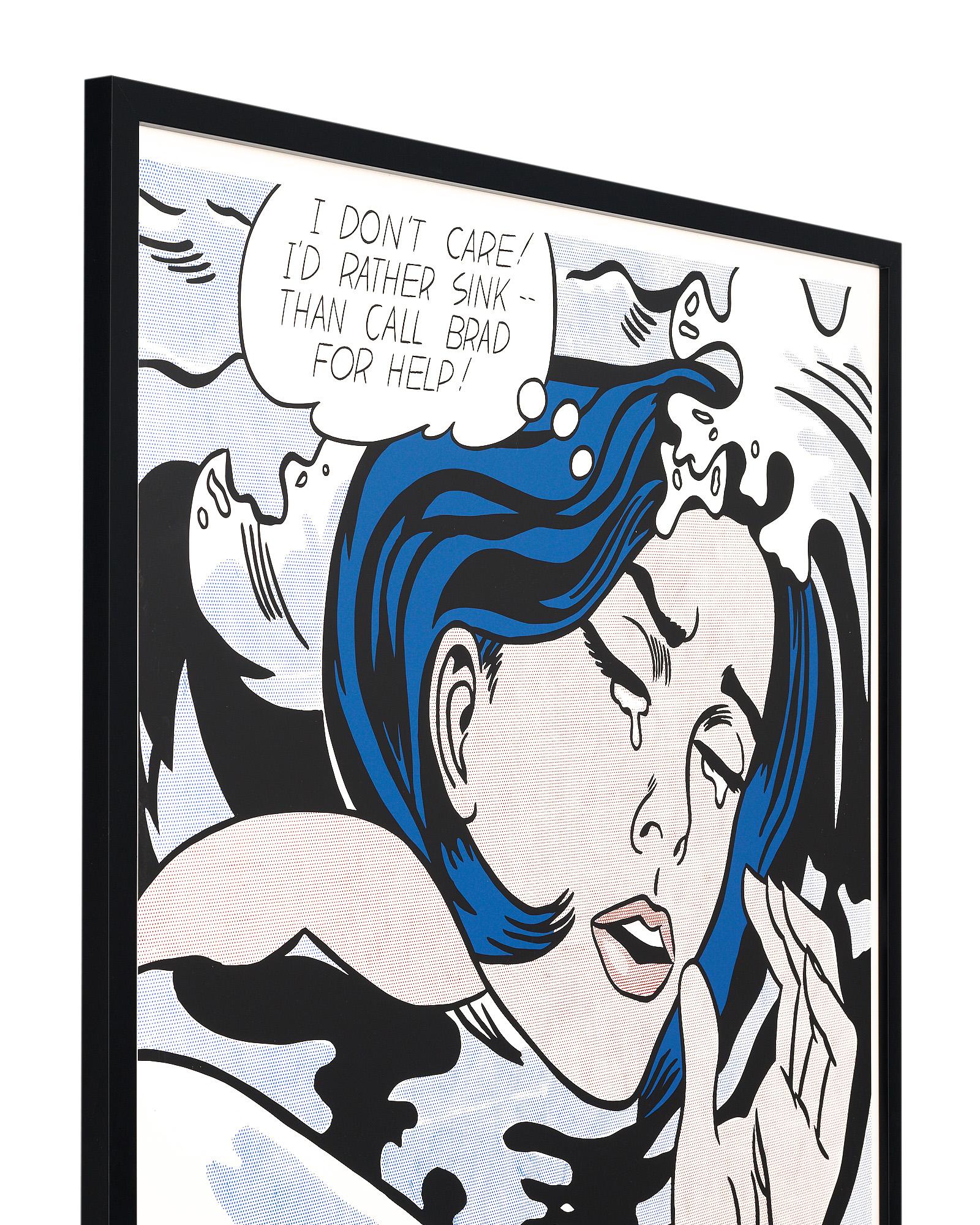 Roy Lichtenstein Drowning Girl, New York, MoMA-Druck, MoMA-Druck (Glas) im Angebot