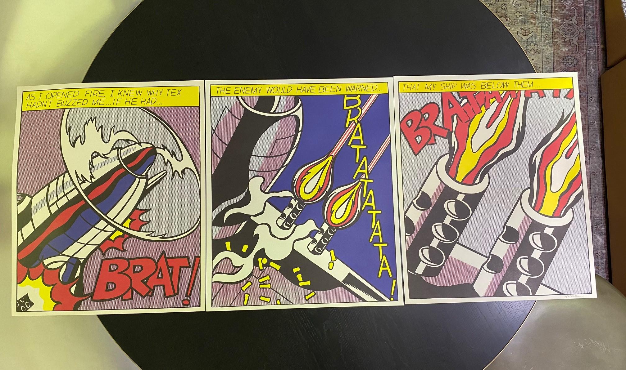 An iconic triptych set of prints by Pop Art master artist Roy Lichtenstein titled 