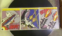 Roy Lichtenstein Hand Signed Triptych Print "As I Opened Fire" Stedelijk Museum