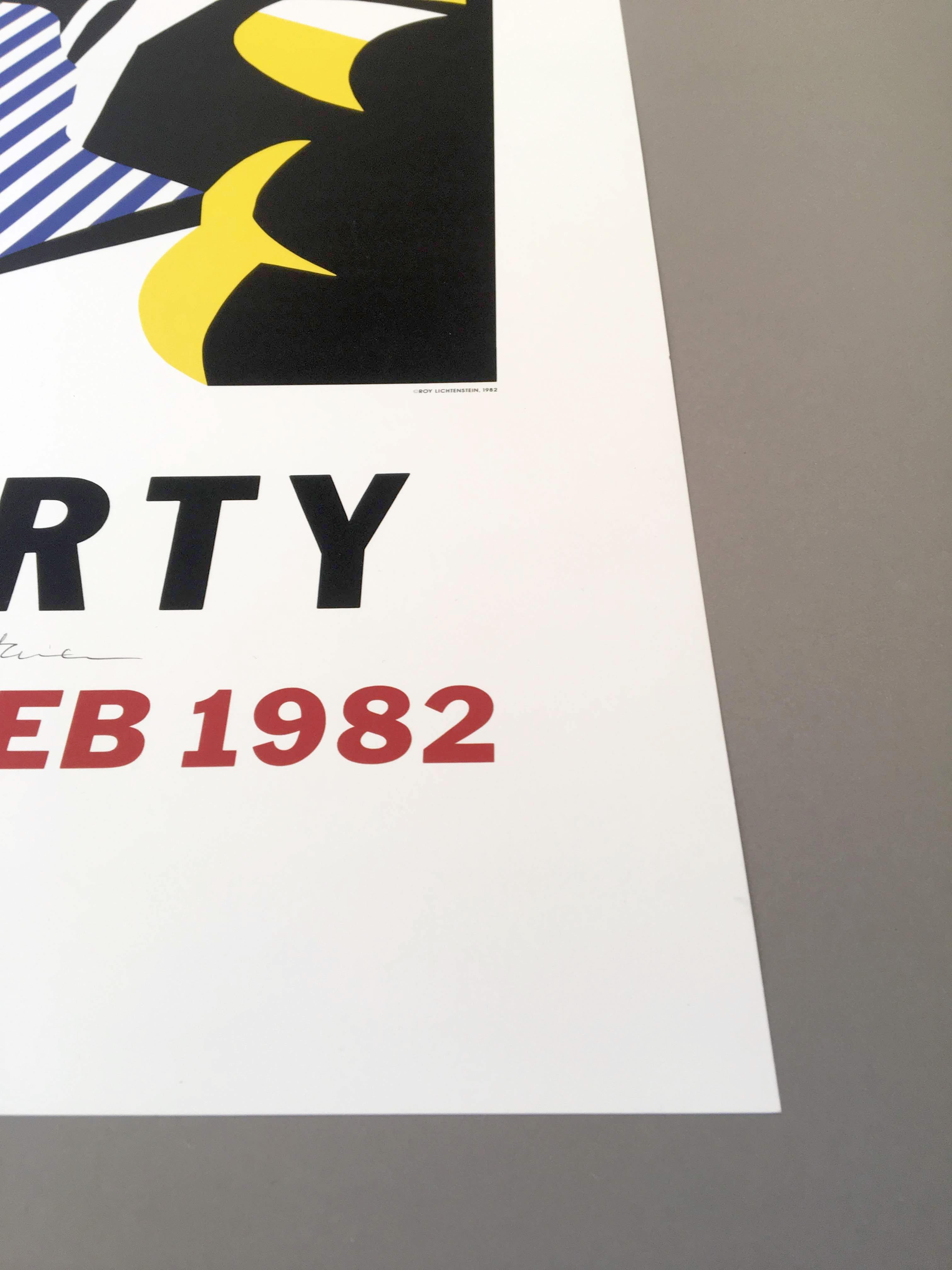 Late 20th Century Roy Lichtenstein 'I Love Liberty' Original Hand Signed 1982 Poster Print